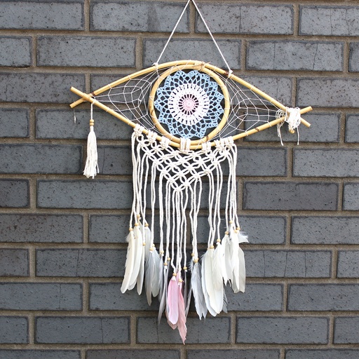 [EyeDC-07] Atrapasueños - Med Macramé Eye Azul / Blanco / Rosa