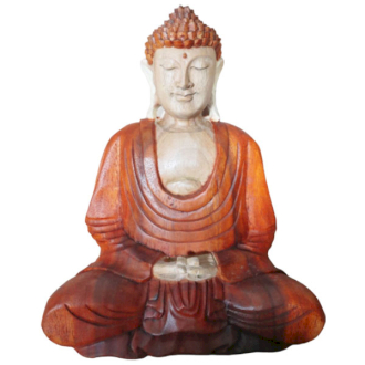 [HCBS-04] Estatua de Buda Tallada a Mano - 30cm Manos Abajo