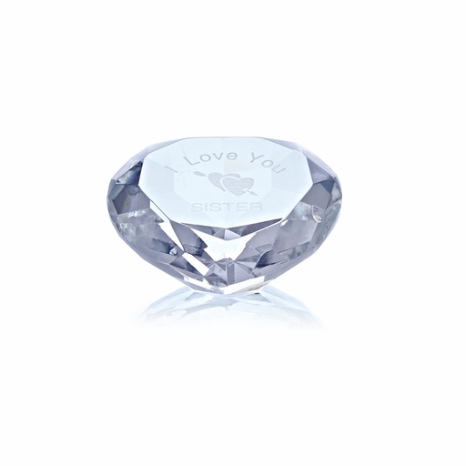 [Tcrystal-138] 50mm Diamante Transparente CORAZÓN + I LOVE YOU SISTER