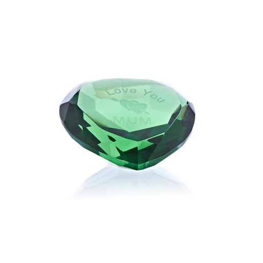 [Tcrystal-135] 50mm Verde Diamante CORAZÓN + I LOVE YOU MUM