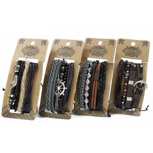 [MBS-02] Pulsera de Hombre - Metal Y Cuero (color aleatorio)