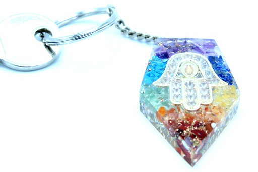 [OrgK-06] Llavero de poder de orgonita - Piedras Preciosas Chakra Hamsa