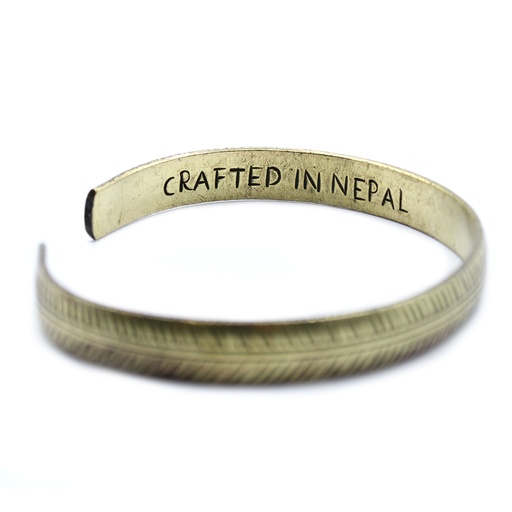 [TMB-06] Pulsera Tibetana de Latón - Hoja Tribal Delgada