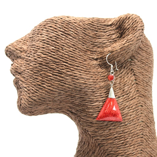[SEar-09] Pendiente de plata 925 estilo coral - gota doble triangular
