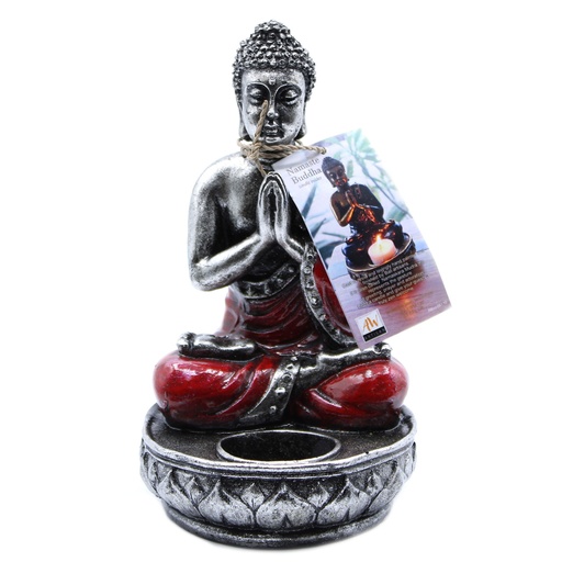 [RBud-09] Buddha Porta Velas - Rojo - Med