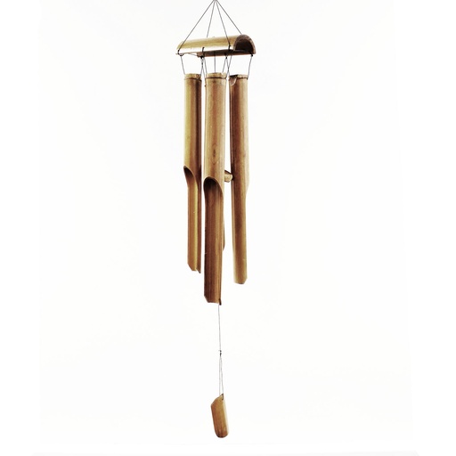 [BBamC-07] Campanilla de viento de bambú - Acabado natural - 4 tubos grandes